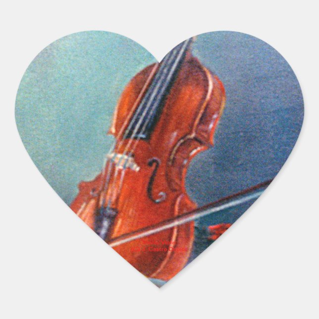 Pegatina En Forma De Corazón Violín/Violin (Anverso)