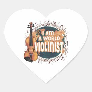 Pegatina En Forma De Corazón violinist world