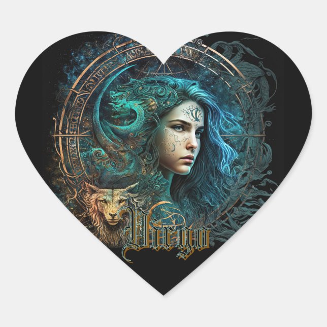 Pegatina En Forma De Corazón Virgo (Anverso)
