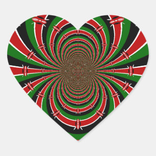 Pegatina En Forma De Corazón Visión vibrante de Kenia: Arte de la bandera kenia