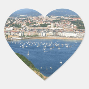 Pegatina En Forma De Corazón Vista panorámica de San Sebastián País Vasco Españ