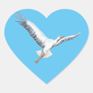 Pegatina En Forma De Corazón Volante de cigüeña blanca