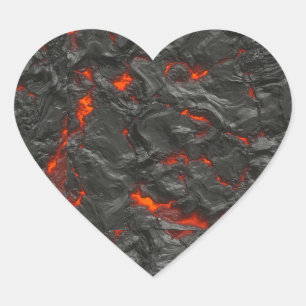 Pegatina En Forma De Corazón Volcán lava de los molten negro y rojo