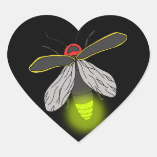 Pegatina En Forma De Corazón vuelo del insecto de relámpago encendido