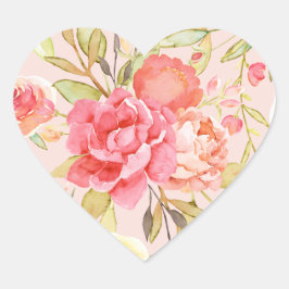 Pegatina En Forma De Corazón Watercolor Cottage Garden Rosas Scrapbook