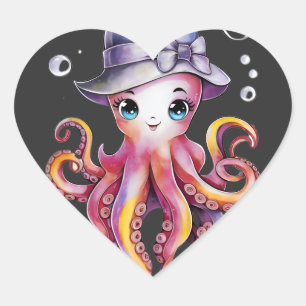 Pegatina En Forma De Corazón Whimsical Octo-Charm