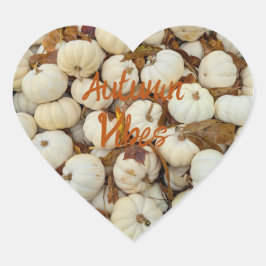 Pegatina En Forma De Corazón White Pumpkin Autumn Vibes Monogram