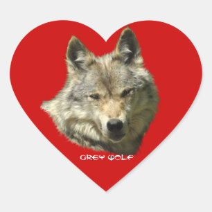 Pegatina En Forma De Corazón WILD GRAY WOLF Wildlife Pegatinas
