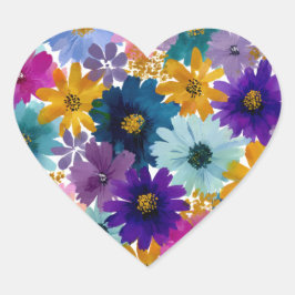 Pegatina En Forma De Corazón Wildflowers
