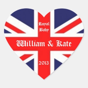 Pegatina En Forma De Corazón William & Kate/Royal Baby Union Jack