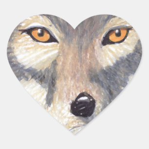 Pegatina En Forma De Corazón Wolf