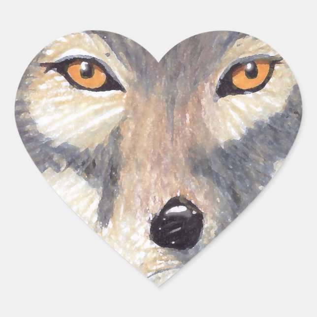 Pegatina En Forma De Corazón Wolf (Anverso)