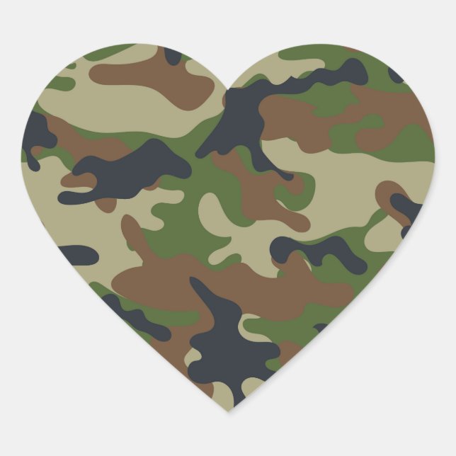 Pegatina En Forma De Corazón Woodland Camo (Anverso)