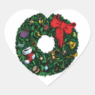 Pegatina En Forma De Corazón Wreath navidades
