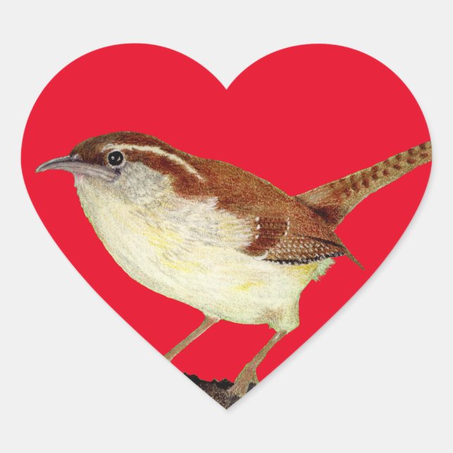 Pegatina En Forma De Corazón Wren (Anverso)
