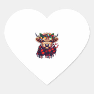 Pegatina En Forma De Corazón xmas asombrosas vacas en las tierras altas navidad