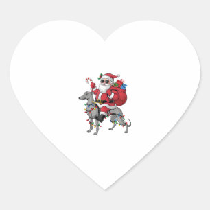 Pegatina En Forma De Corazón Xmas Iluminando Santa Riding Perro de Greyhound C