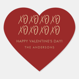 Pegatina En Forma De Corazón XOXO Red Faux Gold de San Valentín