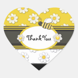 Pegatina En Forma De Corazón Yellow Daisy Gracias