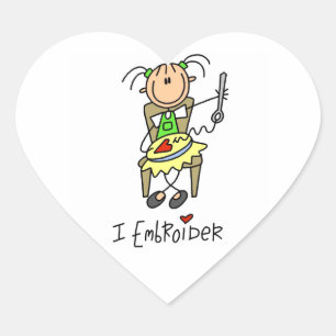 Pegatina En Forma De Corazón Yo Bordado Figura de Palo