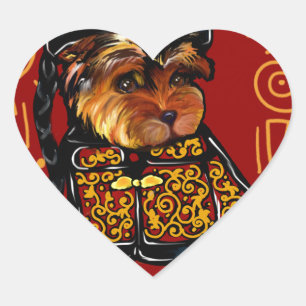 Pegatina En Forma De Corazón Yorkie Poo Año del Perro