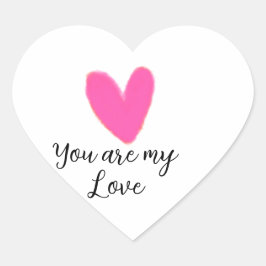 Pegatina En Forma De Corazón you are my love pink red heart watercolor kidretro