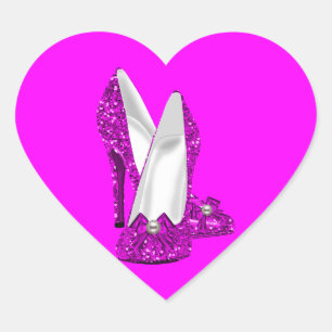 Pegatina En Forma De Corazón Zapatos de tacón alto Stileto brillo rosa