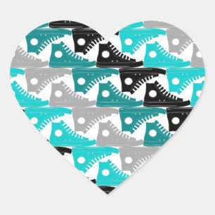 Pegatina En Forma De Corazón Zapatos Verde azulada-n-negros de High Tops