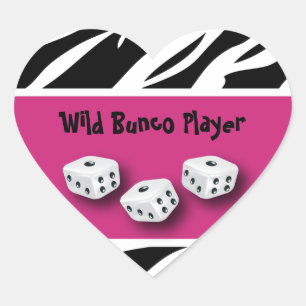 Pegatina En Forma De Corazón Zebra Animal Print Wld Bunco Player