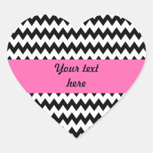 Pegatina En Forma De Corazón Zigzag blanco y negro personalizado