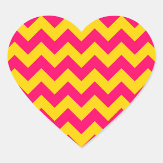 Pegatina En Forma De Corazón Zigzag dorado y rosa brillante