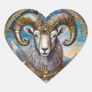 Pegatina En Forma De Corazón Zodíaco - Aries El Carnero