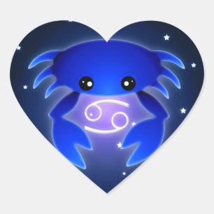 Pegatina En Forma De Corazón Zodiaco lindo del cáncer