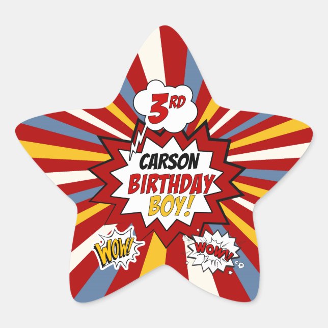 Pegatina En Forma De Estrella 3.ᵉʳ Nacimiento del cómic superhéroe con nombre (Anverso)