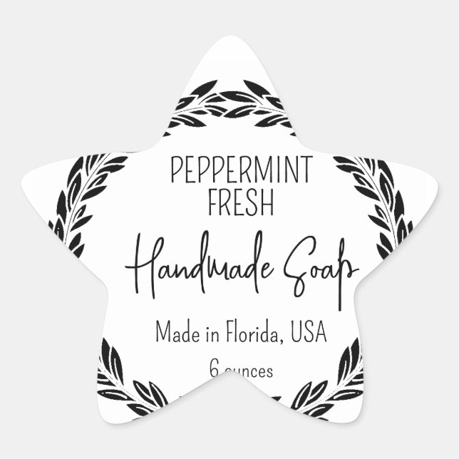 Pegatina En Forma De Estrella 3 Designs Custom Modern Leaf Border Waterproof (Anverso)