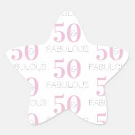 Pegatina En Forma De Estrella 50 cumpleaños 50 y fabuloso Patrón rosa