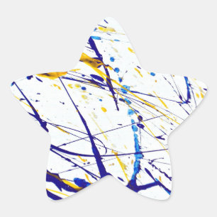 Pegatina En Forma De Estrella Abstract Paint Splatt in Blue and Gold