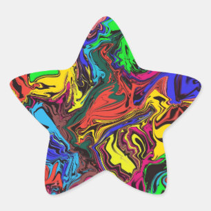 Pegatina En Forma De Estrella Abstracto Colorido Twirly / Paseado /