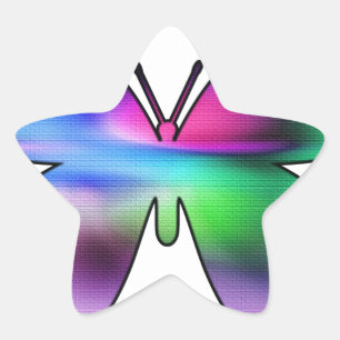 Pegatina En Forma De Estrella Abstracto mariposa colorida
