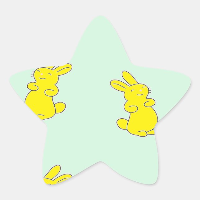 Pegatina En Forma De Estrella Abundantes amarillos felices en verde azulado (Anverso)