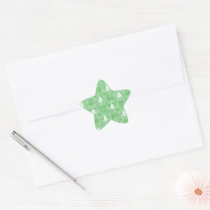 Pegatina En Forma De Estrella Acogedor patrón de suéter feo de árbol de Navidad