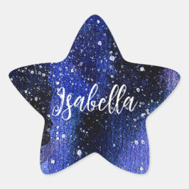Pegatina En Forma De Estrella Acuarela Purple Universo