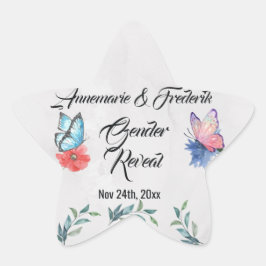 Pegatina En Forma De Estrella Acuarela rosa y azul