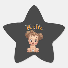Pegatina En Forma De Estrella Adorable Cartoon Baby Sitting Cheerfully with Cute