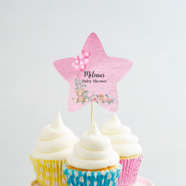 Pegatina En Forma De Estrella Adorno de Cupcake de Globo de Eucalipto para Niña 