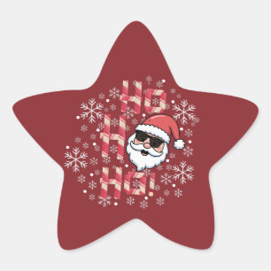 Pegatina En Forma De Estrella Adorno de estrella de Navidad Cool Retro Santa