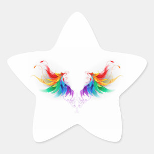 Pegatina En Forma De Estrella Alas del arco iris fluidas