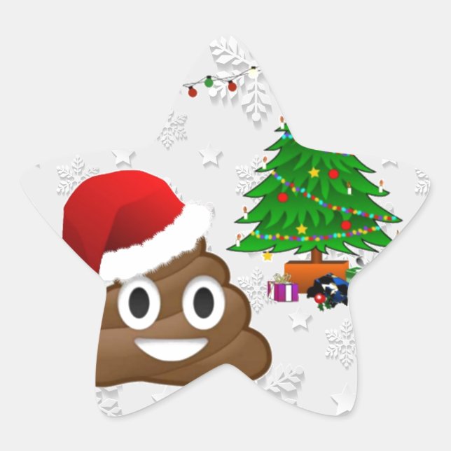 Pegatina En Forma De Estrella alegre navidad emoji poo (Anverso)