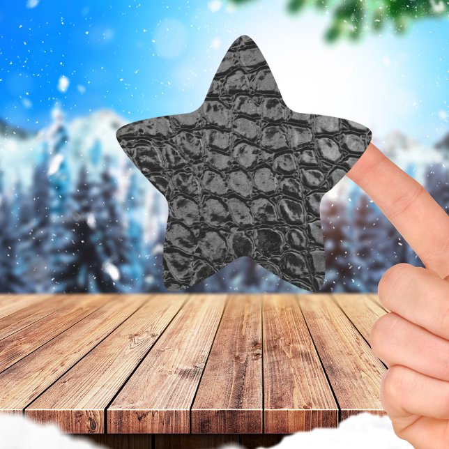 Pegatina En Forma De Estrella Alligator Black Faux Leather (Subido por el creador)