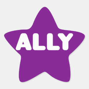 Pegatina En Forma De Estrella Ally LGBTQ Straight Ally Spirit Day White & Purple